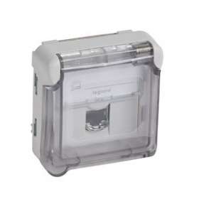 Prise RJ45 étanche catégorie6A STP Plexo composable IP55 gris|Legrand-LEG069559