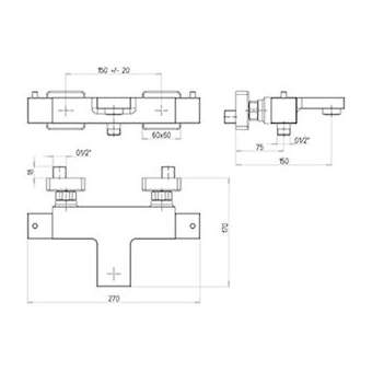 Mitigeur b/d therm. mural DAX square|Paini france-PIN84PW111THC3