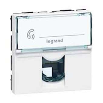 Prise RJ11 4 contacts Mosaic 2 modules - blanc|Legrand-LEG078731