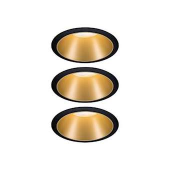 Kit encastré Cole Coin 3Stepdim rond fixe LED 3x6,5W 2700K noir/doré/pla|Paulmann-PUA93404