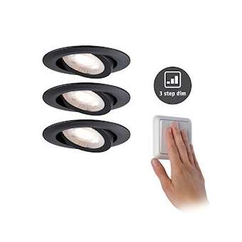 Kit Encastré 3-stepdim orienta. LED 3x6W 3000K 230V Noir mat/plastique|Paulmann-PUA92995