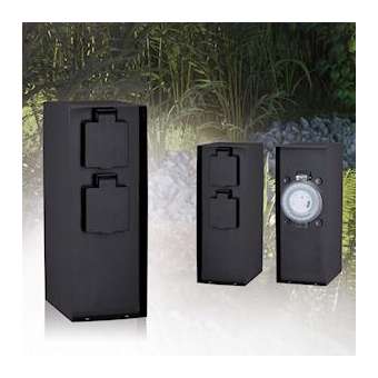 RIO Colonne prises ext. programmateur IP44 230V acier inoxydable anthracite|Paulmann-PUA94314