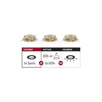 ENC Choose 3 spots orientables max 3x10W 230V 51mm laiton bros alu|Paulmann-PUA92489