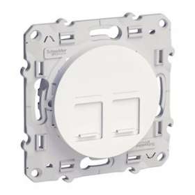 Odace, prise double RJ45 Blanc, sans connecteur (empreinte Infraplus)|Schneider Electric-SCHS520410