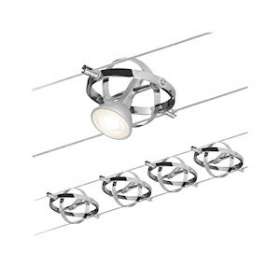 Système Câble Cardan max,4x10W GU5,3 Chrome 230/12V 80VA Métal|Paulmann-PUA94144