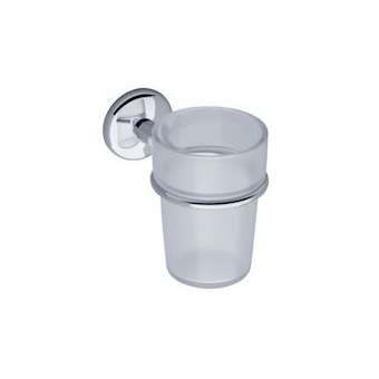 Porte-verre avec verre en résine translucide sablée, fil laiton chromé D 8 mm|Pellet asc-PT4010156