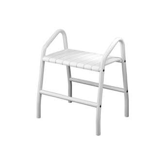 Tabouret de douche 2 poignées assise 8 lattes, blanc, pied alu. blanc D 30 mm|Pellet asc-PT4047678