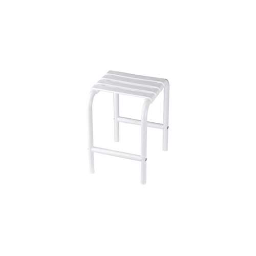 Tabouret de douche, 335 x 385 x 485 mm, Assise Polypropylène Blanc & Pieds  Aluminium Epoxy