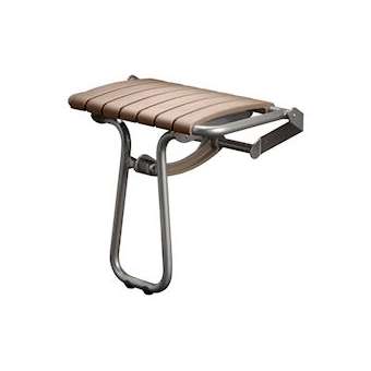 Siège de douche 7 lattes taupe, avec béquille gris chrome, H.450 mm, alu. D 25m|Pellet asc-PT4047624