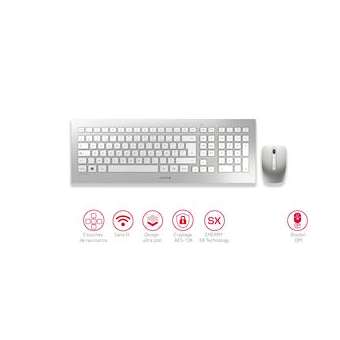 CHERRY DW 8000 - Ensemble clavier & souris 2.4 GHz, USB, argenté & blanc FR|Cherry-CY1JD-0310FR