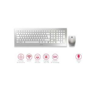 CHERRY DW 8000 - Ensemble clavier & souris 2.4 GHz, USB, argenté & blanc FR|Cherry-CY1JD-0310FR