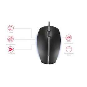 CHERRY GENTIX Illuminated Souris optique 3 boutons USB noir rétroécl. bleu|Cherry-CY1JM-0300