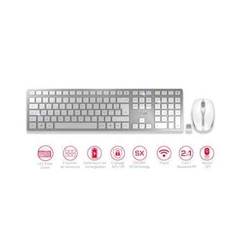 CHERRY DW 9000 - Ens Bluetooth & 2,4 GHz, recharg. USB, FR, AZERTY, blanc|Cherry-CY1JD-9000FR-1