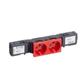 Bloc prise pour goulotte Logix 45 - 2x2P+T Wago - Rouge RAL3020|Planet wattohm-PLW27992