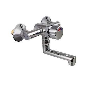 P3500 Mitigeur lavabo mural temporisé bec tournant bouton chromé monobloc|Presto-PSR35302