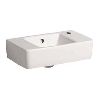 Lave-mains Geberit Renova Plan, compact: 40x25cm, Trou rob. droite, Blc|Geberit-GBR272140000