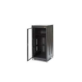 Baie 19' 8U acier av. p. vitrée, serrure, roulettes, 4pr glis, 24vis|Rondson-ONDP8U_N