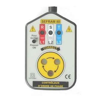 Contrôleur d'ordre de phase (plaque tournante). Livré avec de 3 pinces croco.|Sefram instruments-FR4SEFRAM80
