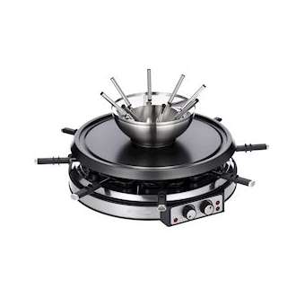 Combiné raclette-fondue, noir-inox brossé, 1900 W, 8 personnes|Severin france-EVERG2348