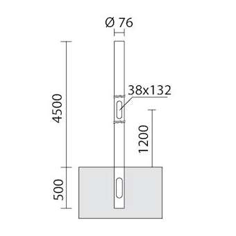 POLE D.76 BURIED H.4,5M O.E. WHITE|Simes-SIWS.2844.01