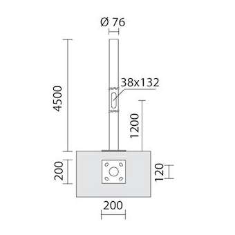 POLE D.76 W/FLANGE H.4,5M O.E.WHITE|Simes-SIWS.2845.01