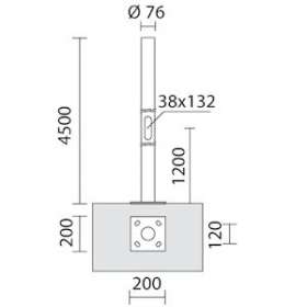 POLE D.76 W/FLANGE H.4,5M O.E.WHITE|Simes-SIWS.2845.01