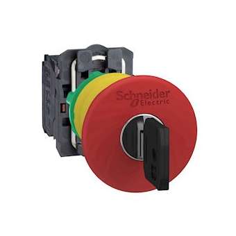 Harmony XB5 - bouton arrêt urgence - D40 - à clé 455 - rouge - 1O+1F - vis|Schneider Electric-SCHXB5AS9445