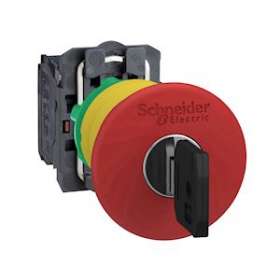 Harmony XB5 - bouton arrêt urgence - D40 - à clé 455 - rouge - 1O+1F - vis|Schneider Electric-SCHXB5AS9445