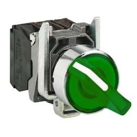 Harmony XB4 - bouton à manette lumin - D22 - 2 pos fix - vert - 1O+1F - 24V|Schneider Electric-SCHXB4BK123B5