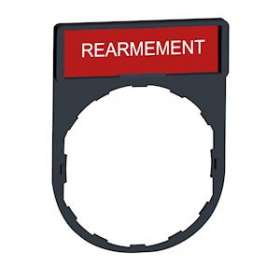 Harmony - porte-étiquette 30x40 + étiquette 'REARMEMENT' 8x27 - blanc/rouge|Schneider Electric-SCHZBY2123