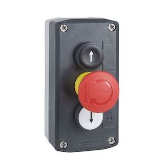 Harmony boite - 3 boutons poussoirs D22 - blanc /coup de poing rouge D30 /noir|Schneider Electric-SCHXALD328