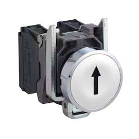 Harmony XB4 - bouton poussoir impulsion - D22 - marqué - blanc - 1F - vis étrie|Schneider Electric-SCHXB4BA3341