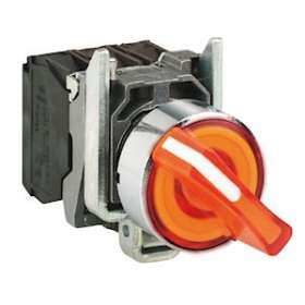 Harmony XB4 - bouton à manette lum - D22 - 2 pos fix - orange - 1O+1F - 24V|Schneider Electric-SCHXB4BK125B5