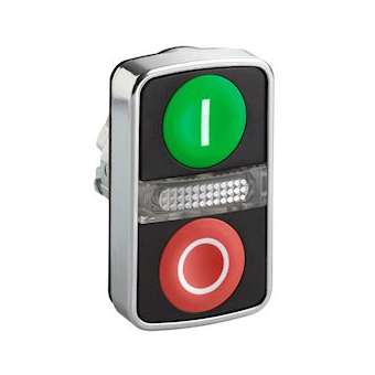 Harmony tête bouton-poussoir double touche D22 vert + rouge E S IP66, IP69K|Schneider Electric-SCHZB4BW7A3741