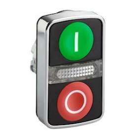Harmony tête bouton-poussoir double touche D22 vert + rouge E S IP66, IP69K|Schneider Electric-SCHZB4BW7A3741