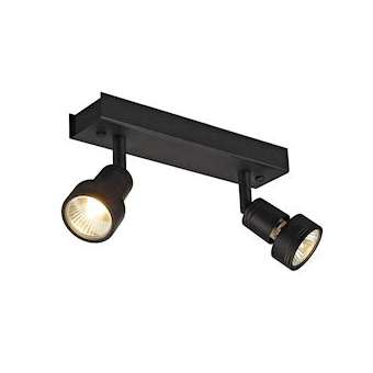 PURI, plafonnier, noir mat, double, GU10, max. 2x50W, anneau déco inclus|SLV-DC5147370