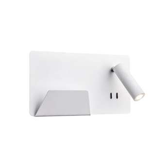 SOMNILA SPOT, applique int. liseuse, gauche, blanc, LED 13W 3000K, avec port USB|SLV-DC51003457