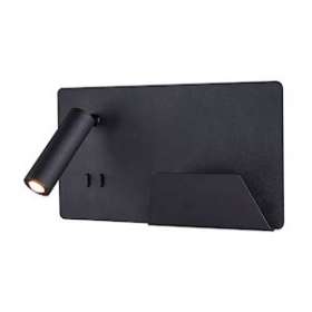 SOMNILA SPOT, applique int. liseuse, droite, noir, LED 13W, 3000K, avec port USB|SLV-DC51003456