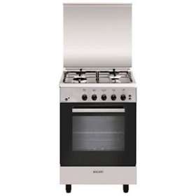Cuisinière 53 x 50 cm inox/manettes noires - Alpha - Four gaz émail lisse 58 L|Airlux-ALXGA550MIX