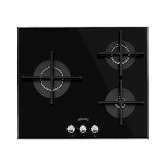 Table gaz 'Linéa' - 60 cm - plan en verre 8 mm biseauté|Smeg france-SMFPV163N2