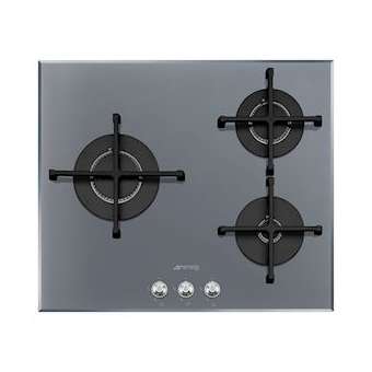 Table gaz 'Linéa' - 60 cm - plan en verre 8 mm biseauté|Smeg france-SMFPV163S2