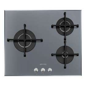 Table gaz 'Linéa' - 60 cm - plan en verre 8 mm biseauté|Smeg france-SMFPV163S2