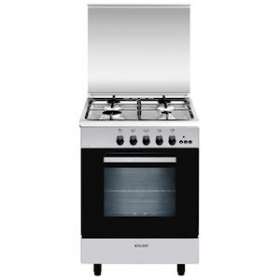 Cuisinière 60 x 60 cm inox/manettes noires - Alpha - Four gaz catalyse 67 L|Airlux-ALXGA660CMIX