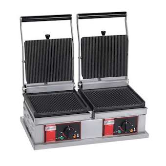 GRILL PANINI DOUBLE - PETIT MODELE - 4 PLAQUES RAINUREES|Sofraca-SFCPPM2