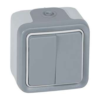 Double interrupteur ou va-et-vient étanche Plexo complet IP55 saillie - gris|Legrand-LEG069715