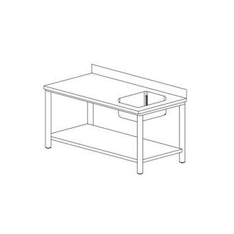 Table du chef avec étagère basse gamme 600, bac à droite|Tecnox-TNXTCE1BD086-1