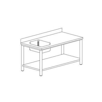 Table du chef avec étagère basse gamme 600, bac à gauche|Tecnox-TNXTCE1BG186-1