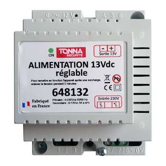 Alimentation 13,5 V / 3 A pour contrôle d'accès - 4 modules rail DIN|Tonna-TOQ648132