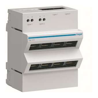 Répartiteur téléphone analogique/RNIS 2x4 sorties RJ45|Hager-HAGTN111