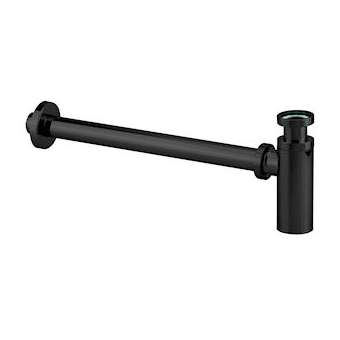 Siphon lavabo laiton chrome noir, réglable 50/120 mm, sortie murale 300 mm D32|Valentin-VA213000000500